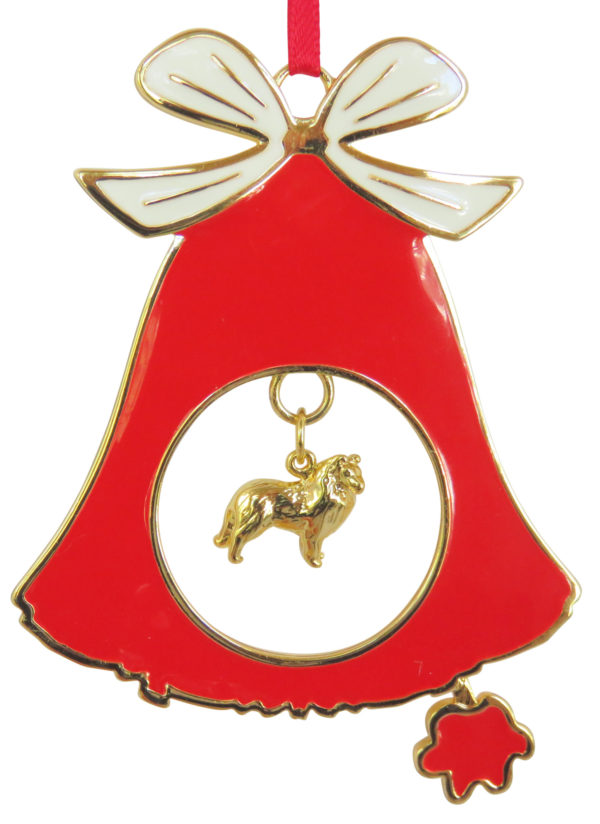 SHETLAND SHEEPDOG SHELTIE Gold Plated Christmas Holiday BELL Ornament