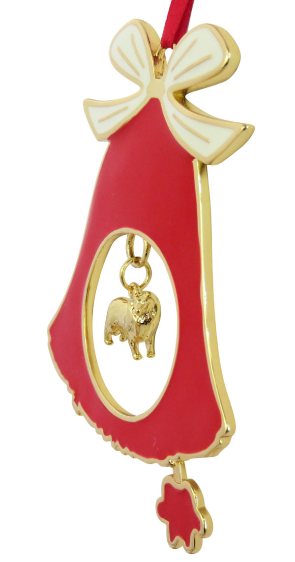 SHETLAND SHEEPDOG SHELTIE Gold Plated Christmas Holiday BELL Ornament