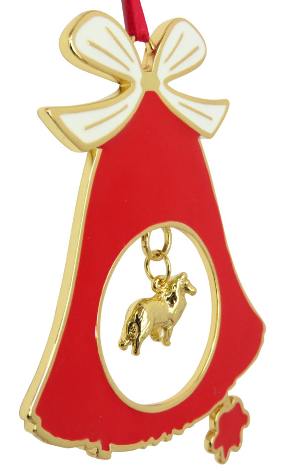 SHETLAND SHEEPDOG SHELTIE Gold Plated Christmas Holiday BELL Ornament