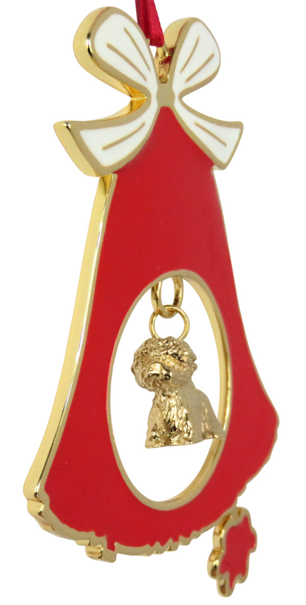 West Highland White Terrier Westie Gold Plated Enamel Christmas Holiday BELL Ornament