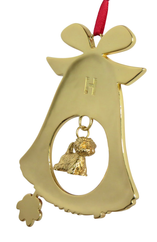 West Highland White Terrier Westie Gold Plated Enamel Christmas Holiday BELL Ornament
