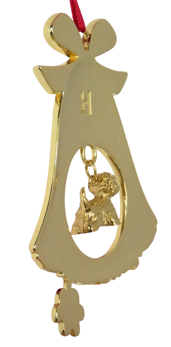 West Highland White Terrier Westie Gold Plated Enamel Christmas Holiday BELL Ornament