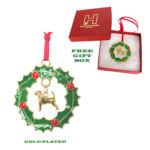 BEAGLE Gold Plated Bronze Christmas Holiday Wreath Ornament Decoration Gift