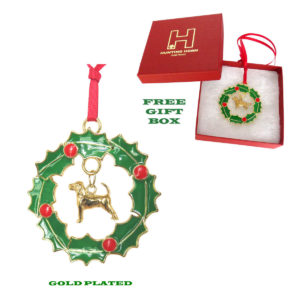 BEAGLE Gold Plated Bronze Christmas Holiday Wreath Ornament Decoration Gift