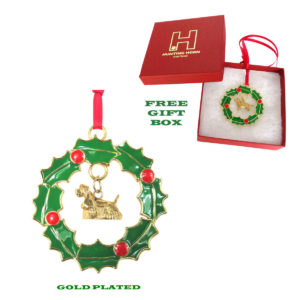COCKER SPANIEL Gold Plated Bronze Christmas Holiday Wreath Ornament Decoration Gift