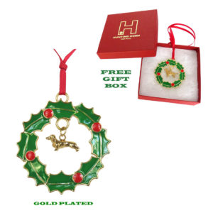 DACHSHUND (Smooth) Gold Plated Bronze Christmas Holiday Wreath Ornament Decoration Gift