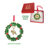 Soft Coated Wheaten Gold Plated Bronze Christmas Holiday Wreath Ornament Decoration Gift