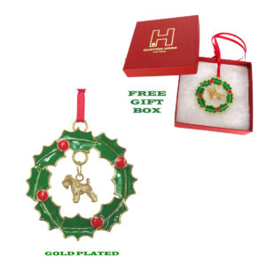 Soft Coated Wheaten Gold Plated Bronze Christmas Holiday Wreath Ornament Decoration Gift