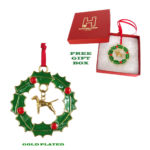 VIZSLA Gold Plated Bronze Christmas Holiday Wreath Ornament Decoration Gift