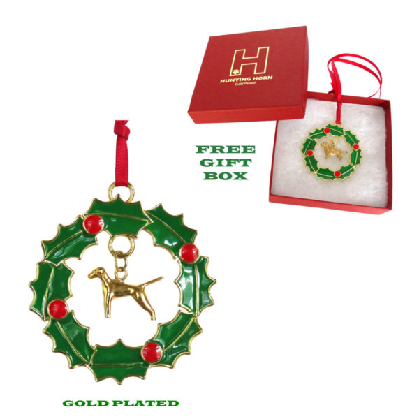 VIZSLA Gold Plated Bronze Christmas Holiday Wreath Ornament Decoration Gift
