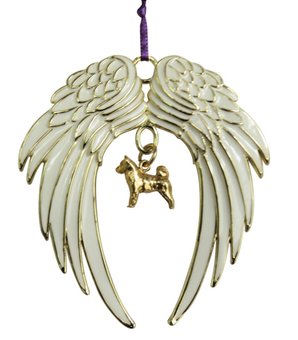 AKITA Gold Plated ANGEL WING Memorial Christmas Holiday Ornament