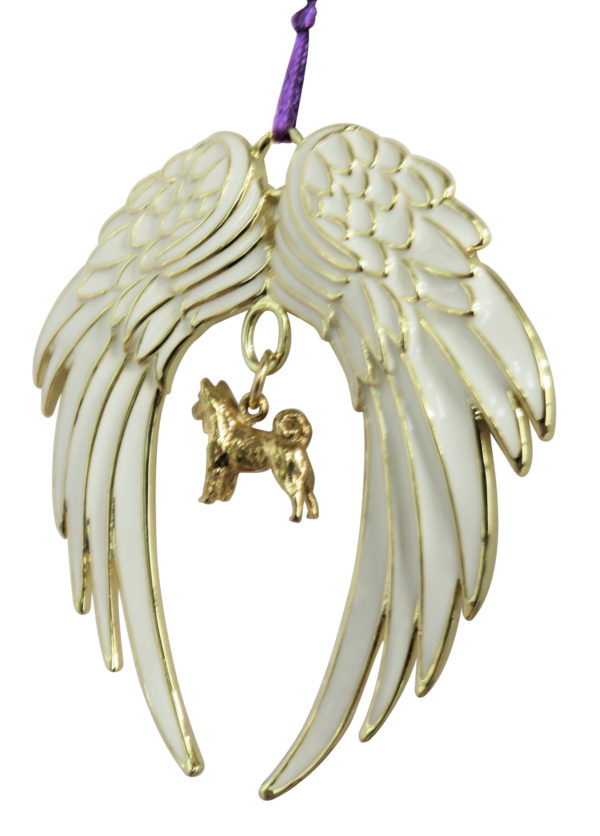 AKITA Gold Plated ANGEL WING Memorial Christmas Holiday Ornament