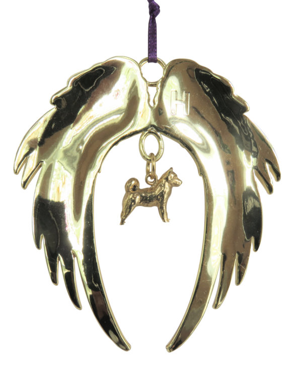 AKITA Gold Plated ANGEL WING Memorial Christmas Holiday Ornament