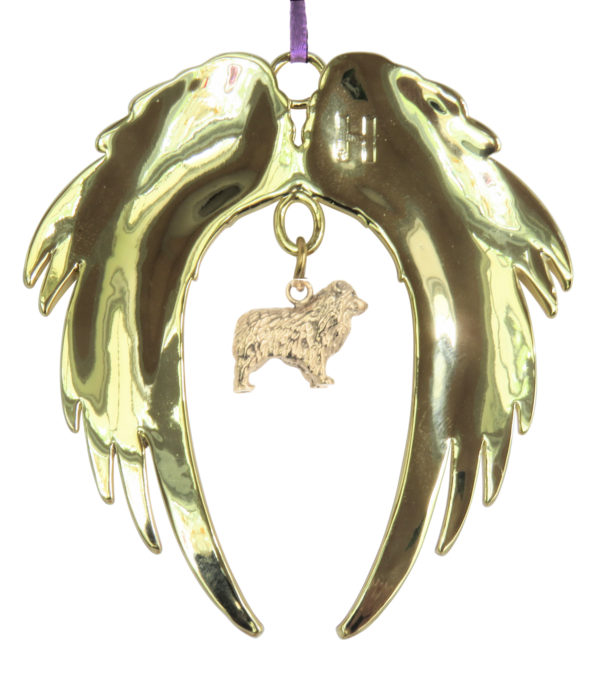 AUSTRALIAN SHEPHERD A Gold Plated ANGEL WING Memorial Christmas Holiday Ornament