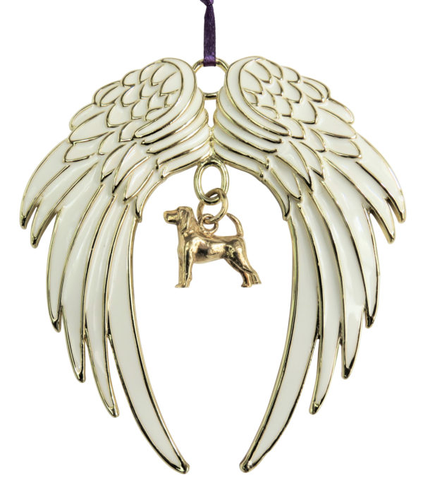 BEAGLE Gold Plated ANGEL WING Memorial Christmas Holiday Ornament