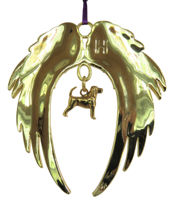 BEAGLE Gold Plated ANGEL WING Memorial Christmas Holiday Ornament