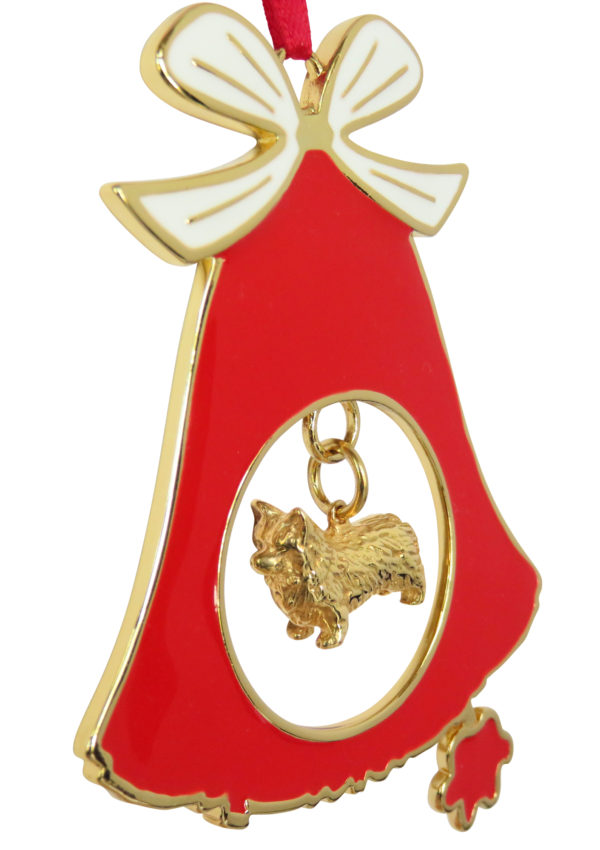 Pembroke Welsh Terrier Gold Plated Bronze Christmas Holiday Bell Ornament Decoration
