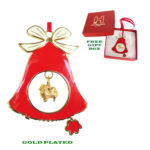 Pomeranian Gold Plated Bronze Christmas Holiday Bell Ornament Decoration