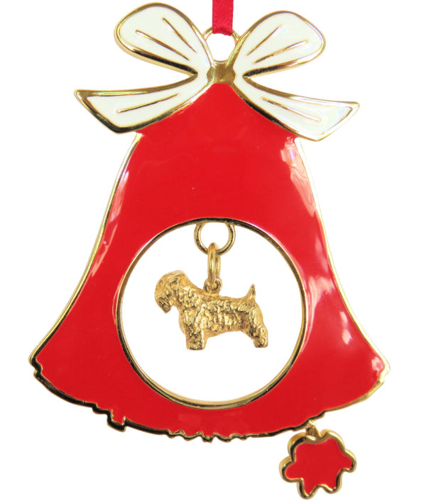 Sealyham Terrier Gold Plated Bronze Christmas Holiday Bell Ornament Decoration