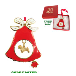 Sealyham Terrier Gold Plated Bronze Christmas Holiday Bell Ornament Decoration