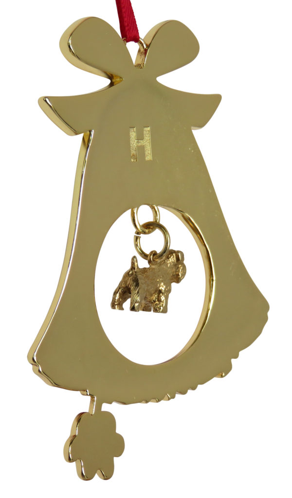 Sealyham Terrier Gold Plated Bronze Christmas Holiday Bell Ornament Decoration