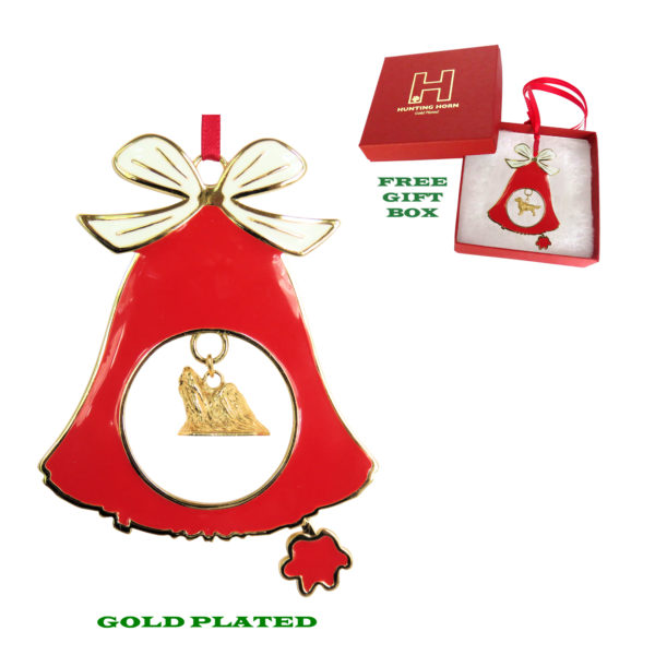 Shih Tzu Gold Plated Bronze Christmas Holiday Bell Ornament Decoration