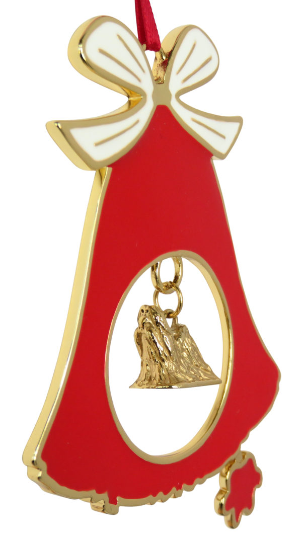 Shih Tzu Gold Plated Bronze Christmas Holiday Bell Ornament Decoration
