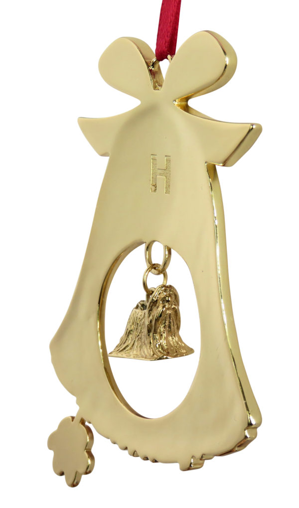 Shih Tzu Gold Plated Bronze Christmas Holiday Bell Ornament Decoration