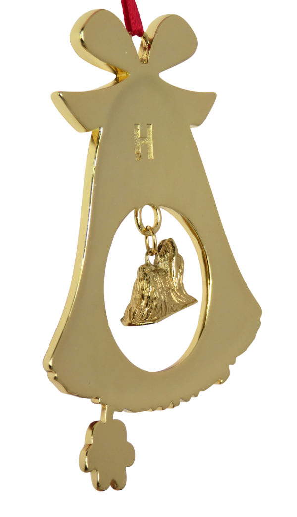 Shih Tzu Gold Plated Bronze Christmas Holiday Bell Ornament Decoration