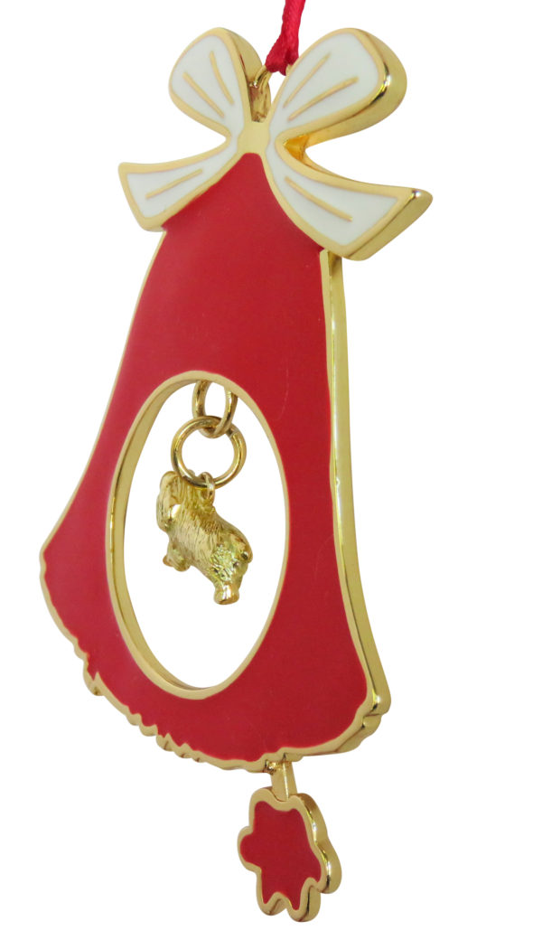 Sussex Spaniel Gold Plated Bronze Christmas Holiday Bell Ornament Decoration