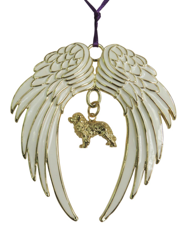 BERNESE MOUNTAIN DOG Gold Plated ANGEL WING Memorial Christmas Holiday Ornament