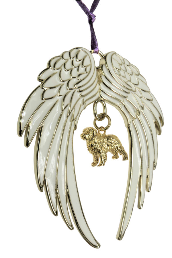 BERNESE MOUNTAIN DOG Gold Plated ANGEL WING Memorial Christmas Holiday Ornament