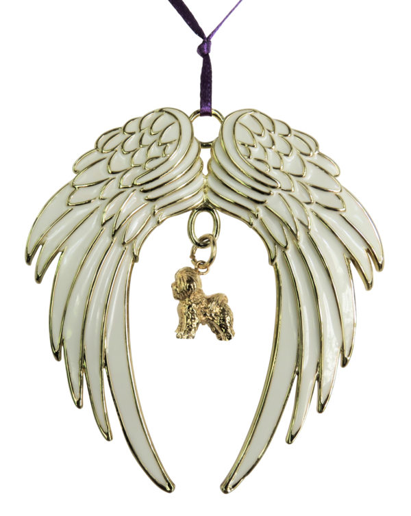 BICHON FRISE Gold Plated ANGEL WING Memorial Christmas Holiday Ornament