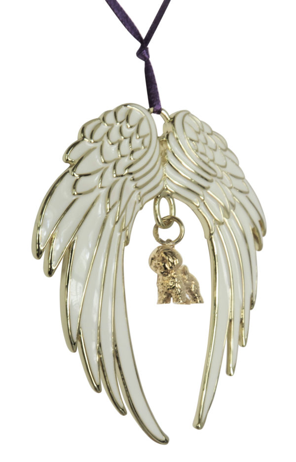 BICHON FRISE Gold Plated ANGEL WING Memorial Christmas Holiday Ornament