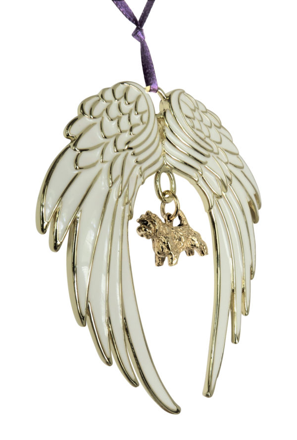 CAIRN TERRIER Gold Plated ANGEL WING Memorial Christmas Holiday Ornament