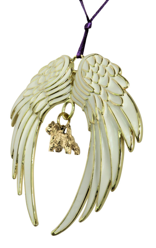 CAIRN TERRIER Gold Plated ANGEL WING Memorial Christmas Holiday Ornament
