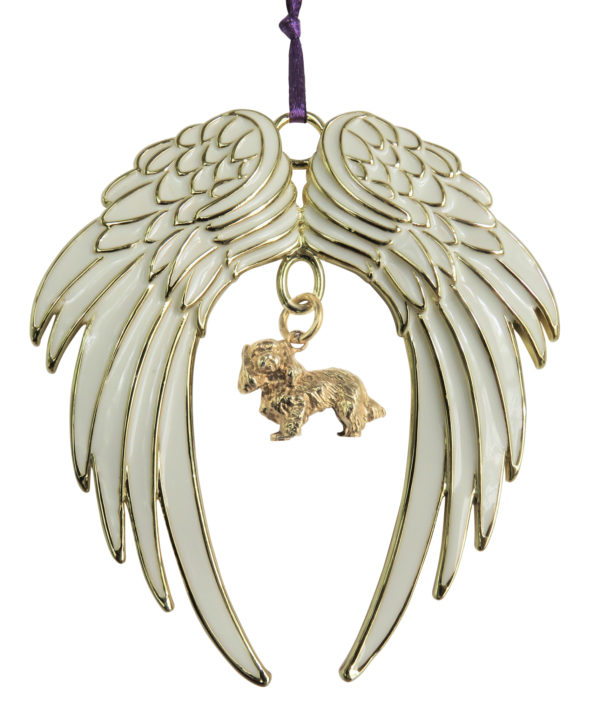 CAVALIER KING CHARLES SPANIEL Gold Plated ANGEL WING Memorial Christmas Holiday Ornament
