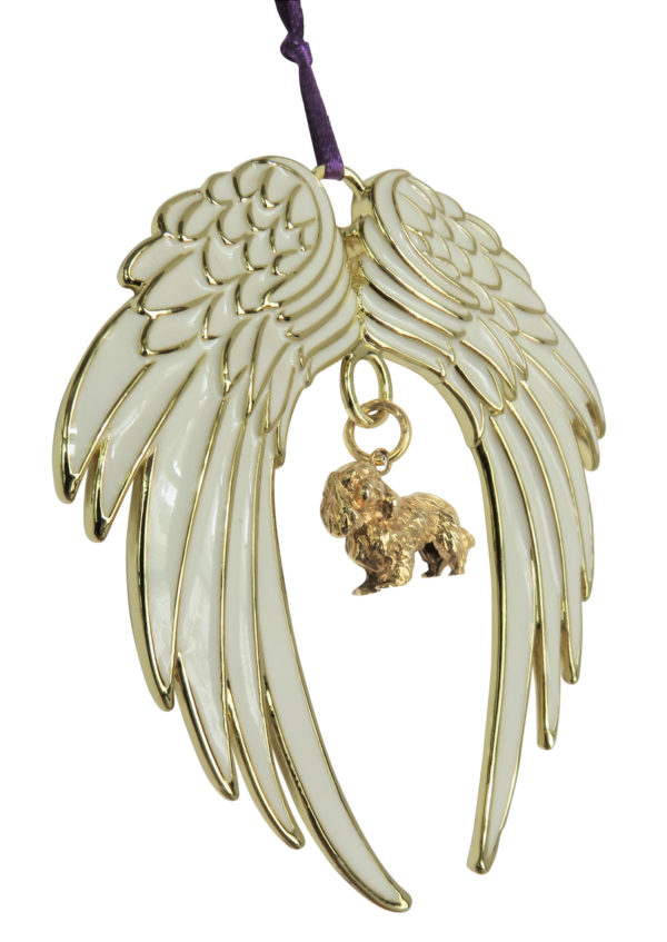 CAVALIER KING CHARLES SPANIEL Gold Plated ANGEL WING Memorial Christmas Holiday Ornament