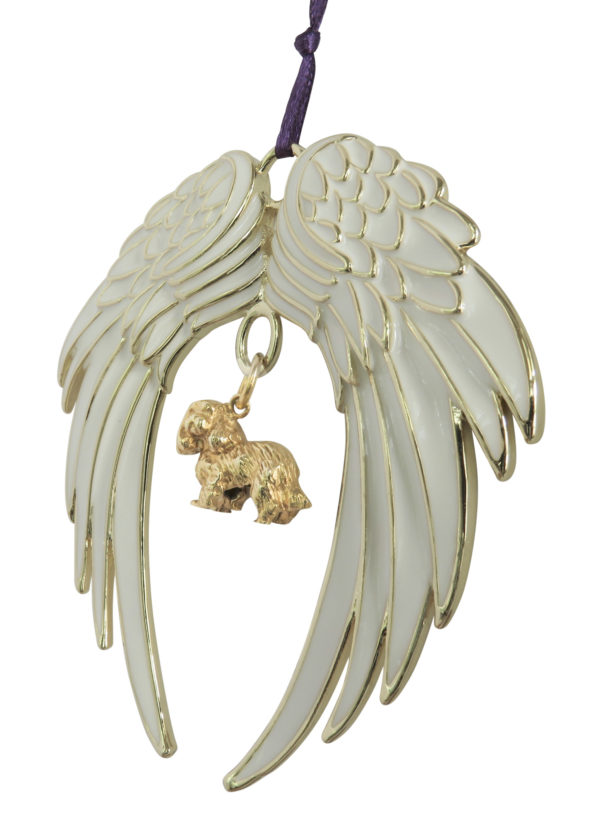 CAVALIER KING CHARLES SPANIEL Gold Plated ANGEL WING Memorial Christmas Holiday Ornament