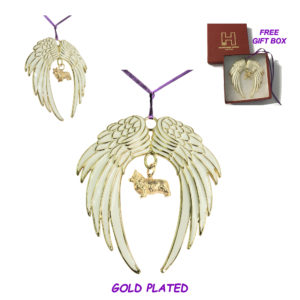 CORGI (Pembroke) Gold Plated ANGEL WING Memorial Christmas Holiday Ornament