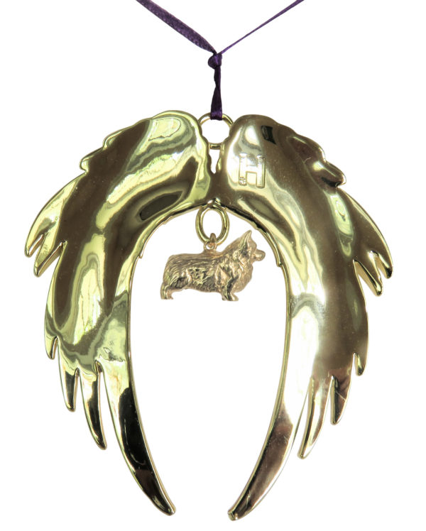 CORGI (Pembroke) Gold Plated ANGEL WING Memorial Christmas Holiday Ornament