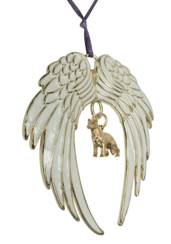 GERMAN SHEPHERD Gold Plated ANGEL WING Memorial Christmas Holiday Ornament
