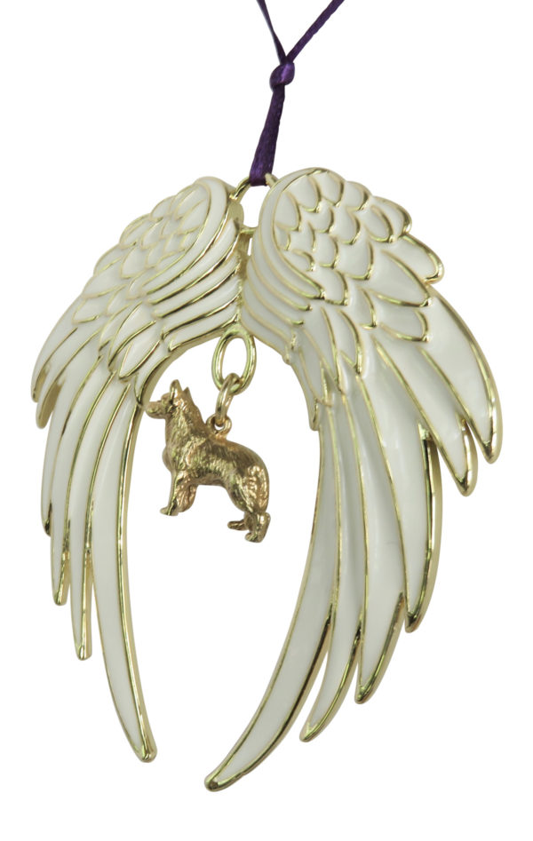 GERMAN SHEPHERD Gold Plated ANGEL WING Memorial Christmas Holiday Ornament