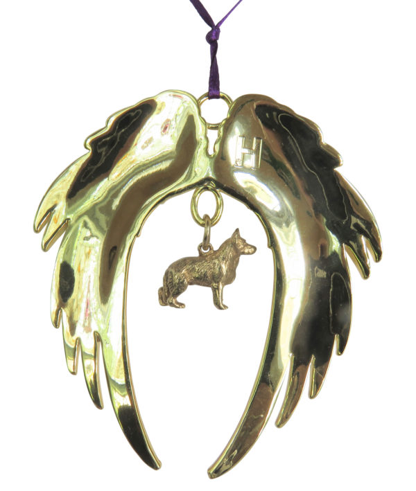 GERMAN SHEPHERD Gold Plated ANGEL WING Memorial Christmas Holiday Ornament