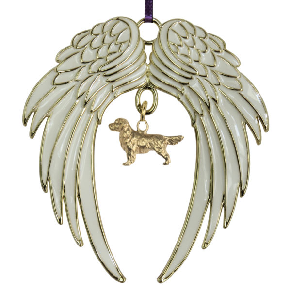 GOLDEN RETRIEVER Gold Plated ANGEL WING Memorial Christmas Holiday Ornament