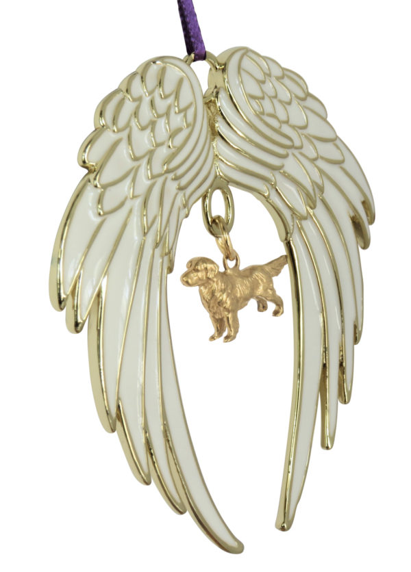 GOLDEN RETRIEVER Gold Plated ANGEL WING Memorial Christmas Holiday Ornament