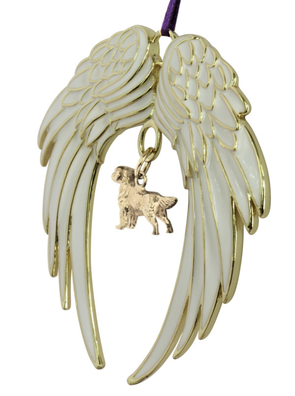 GOLDEN RETRIEVER Gold Plated ANGEL WING Memorial Christmas Holiday Ornament
