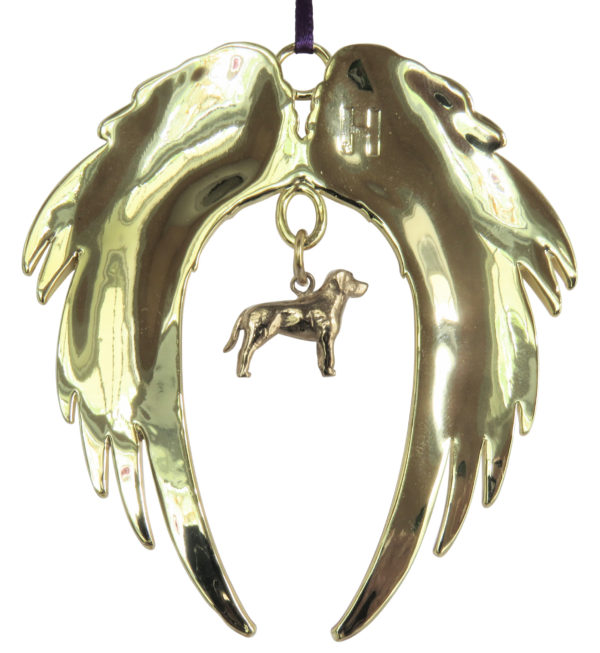 LABRADOR RETRIEVER Gold Plated ANGEL WING Memorial Christmas Holiday Ornament