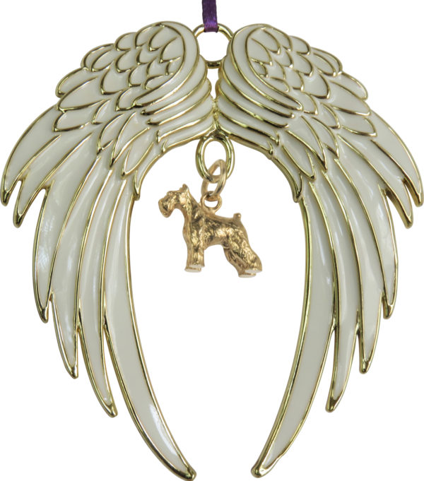 MINIATURE SCHNAUZER Gold Plated ANGEL WING Memorial Christmas Holiday Ornament