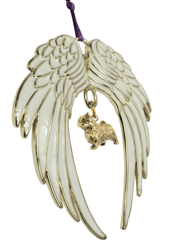 NORWICH TERRIER Gold Plated ANGEL WING Memorial Christmas Holiday Ornament